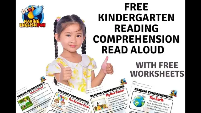 'Video thumbnail for FREE Kindergarten Reading Comprehension Worksheets Read Along.'