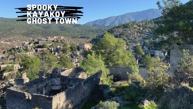 'Video thumbnail for Aerial footage of Kayakoy GHOST TOWN, Fethiye (Turkey Van Life)'