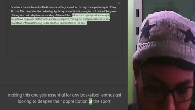 'Video thumbnail for Experience the excitement of the Mavericks vs Kings showdown through the expert analysis of Troy Aikman. This comprehensive review highlights key moments and strategies that defined the game, offering fans an in-depth understanding of the'