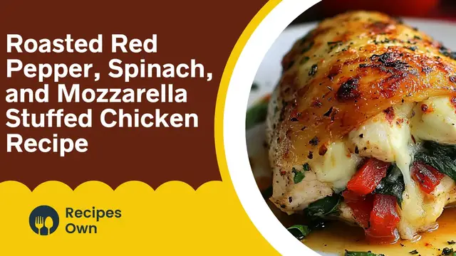 'Video thumbnail for Roasted Red Pepper, Spinach, and Mozzarella Stuffed Chicken Recipe'