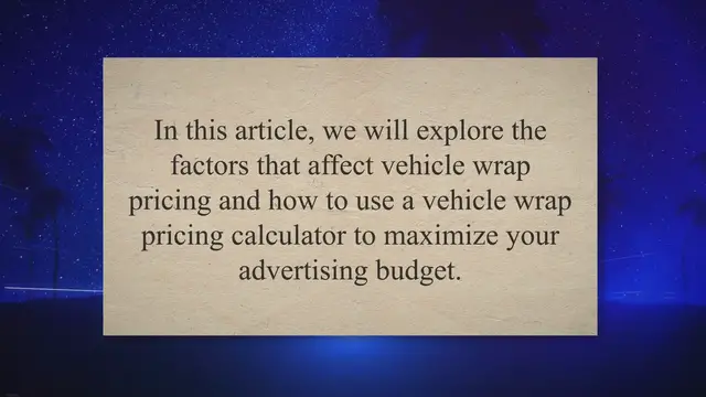 'Video thumbnail for Understanding Vehicle Wrap Pricing with a Vehicle Wrap Pricing Calculator:Maximizing Your Advertising Budget '