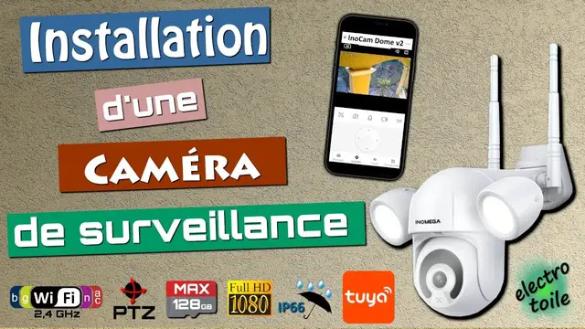 'Video thumbnail for Installation de la caméra de surveillance sans fil Inocam Dome v2 en WiFi | PTZ Cloud Tuya'