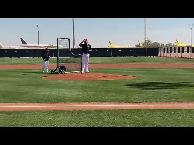 'Video thumbnail for Hunter Gaddis Throws Live Batting Practice with Cleveland Guardians! (2025 MLB Spring Training)'