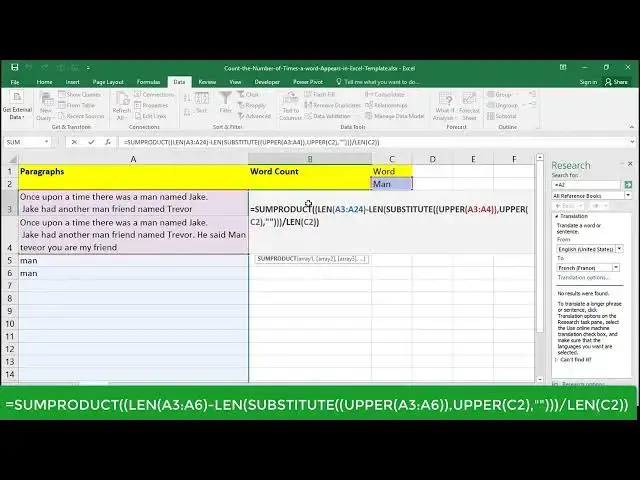 'Video thumbnail for How to count the number of times a word appears in Excel'