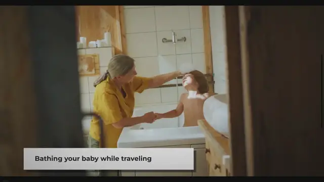 'Video thumbnail for Baby bathing while traveling'