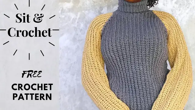 'Video thumbnail for Crochet Sweater Tutorial | Crochet Fisherman's Rib Sweater | Turtleneck Beginner Friendly Tutorial'