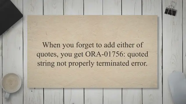 'Video thumbnail for ORA-01756: quoted string not properly terminated'