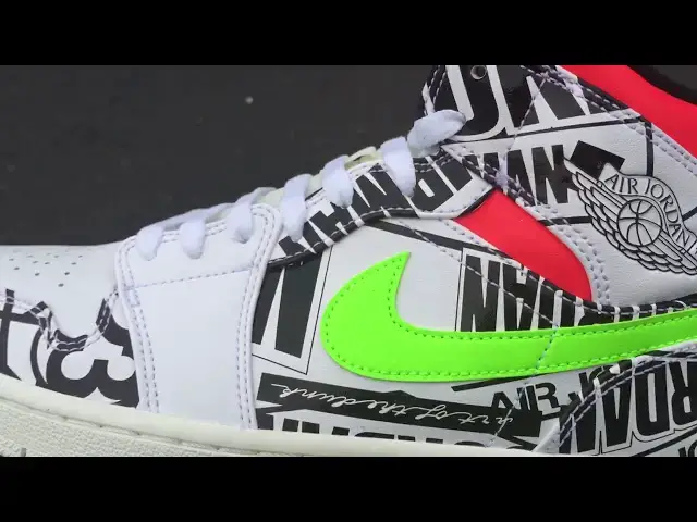 'Video thumbnail for Quick Look At The Air Jordan Retro I 1 Mid All Over Logos Over branded'