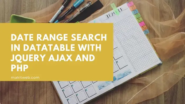 'Video thumbnail for Date range search in DataTable with jQuery AJAX and PHP'