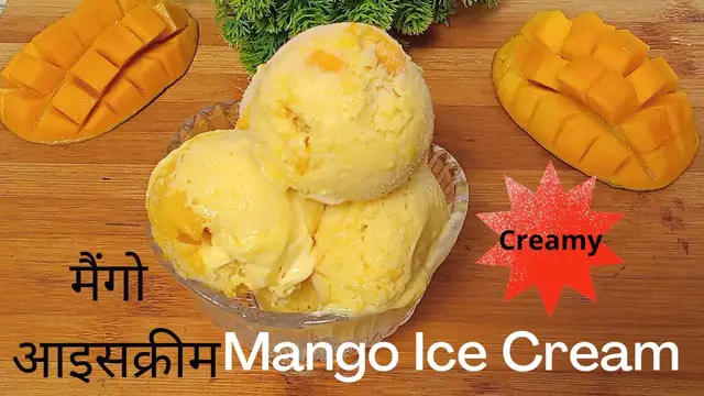 'Video thumbnail for Mango Ice Cream I Mango Ice Cream with Condensed Milk I Eggless Mango Ice Cream'