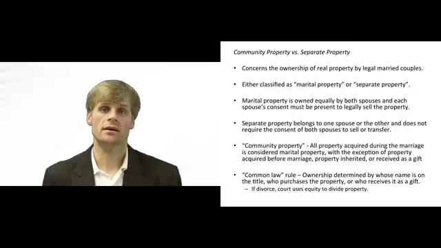 'Video thumbnail for Community Property vs Separate Property - Property Law'