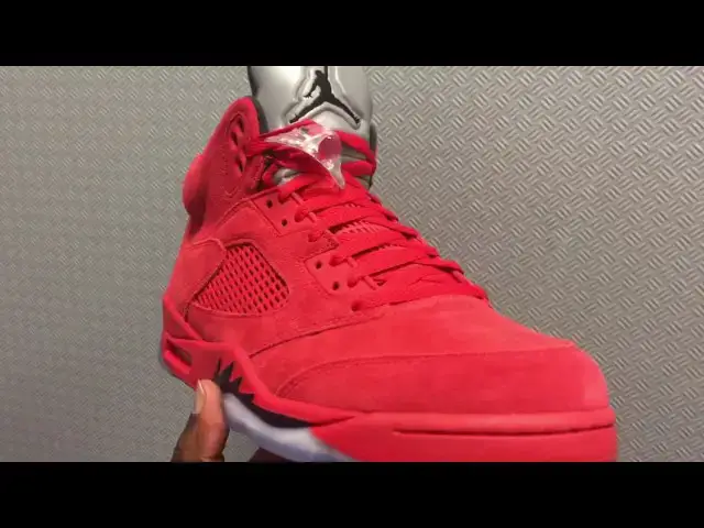 'Video thumbnail for Flash Look At The Air Jordan 5 University Red Suede'