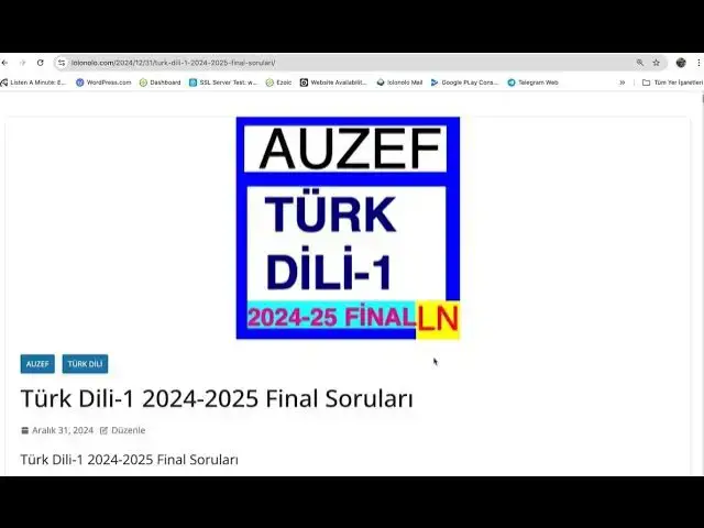 'Video thumbnail for Auzef Türk Dili-1 2024-2025 Final Soruları'