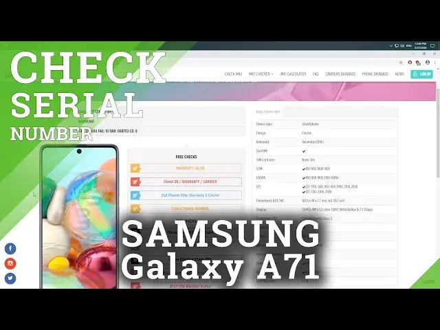 'Video thumbnail for How to Check Serial Number in SAMSUNG Galaxy A71 by IMEI Number'