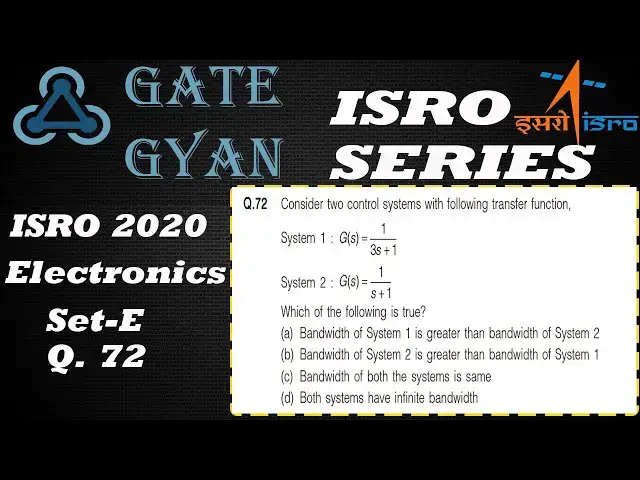 'Video thumbnail for ISRO 2020 Solutions Electronics |Question 72 Set-E |ISRO Previous Year Paper| ISRO SERIES| GATE GYAN'