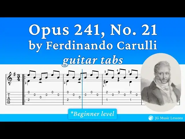 'Video thumbnail for Waltz in E minor (Opus 241, No  21) by Carulli guitar tabs 🎸'