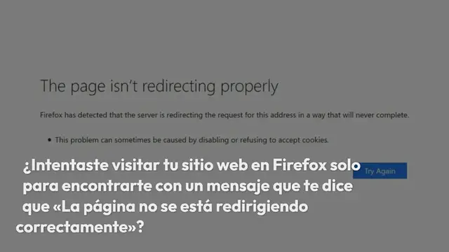 'Video thumbnail for Cómo Solucionar el Error de Firefox «La Página no se Está Redirigiendo Correctamente»'
