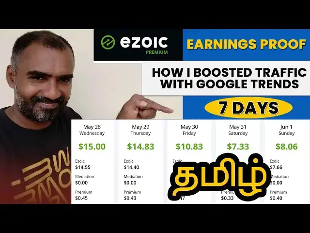 'Video thumbnail for Ezoic Earnings Proof 💰 | Boosted Traffic with Google Trends in 7 Days | Tamil'