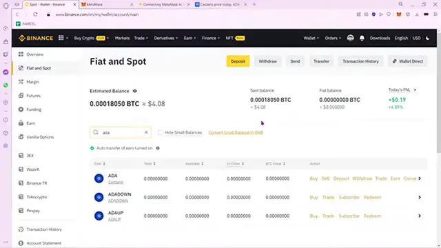 'Video thumbnail for How To Send ADA From Binance To Metamask Wallet (Step by Step)'