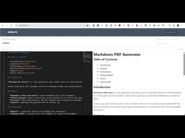 'Video thumbnail for Build a React.js Markdown to PDF Editor With Live Preview Using react-markdown in Browser Using TS'