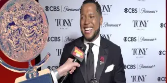 'Video thumbnail for Video: Branden Jacobs-Jenkins & Glenn Davis Celebrate Tony Win for Best Play'