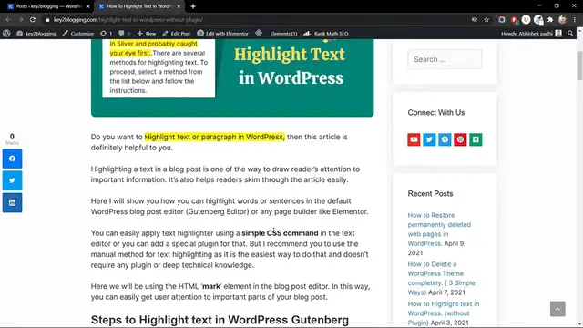 'Video thumbnail for How to Highlight text in WordPress_ [Gutenberg & Elementor Editor]'