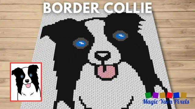 'Video thumbnail for FREE GRAPH Border Collie C2C & Tapestry Crochet Pattern | Magic Yarn Pixels'