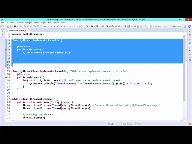 'Video thumbnail for Java Essentials - Multithreading by reunnable interface'
