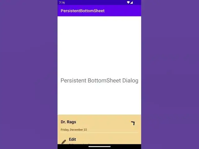 'Video thumbnail for Android Bottom sheet dialog (Model/Persistent)'
