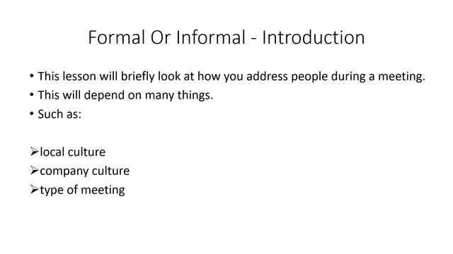 'Video thumbnail for The Language of Meeting: Starting the Meeting - Formal / Informal'