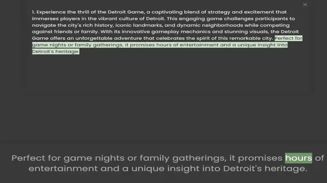 'Video thumbnail for 1. Experience the thrill of the Detroit Game, a captivating blend of strategy and excitement that immerses players in the vibrant culture of Detroit. This engaging game challenges participants to navigate the city's rich history, iconic l'