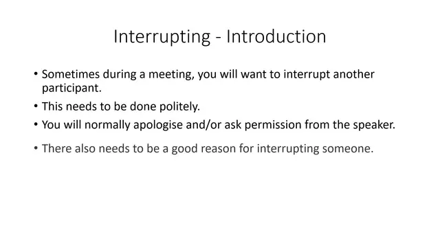 'Video thumbnail for The Language of Meeting: During the Meeting - Interrupting'
