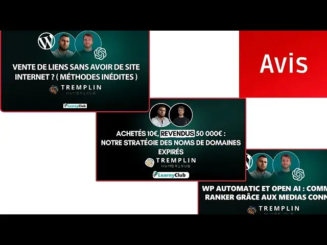'Video thumbnail for Avis Formation Tremplin numérique : vente lien, domaines, copie site black hat'