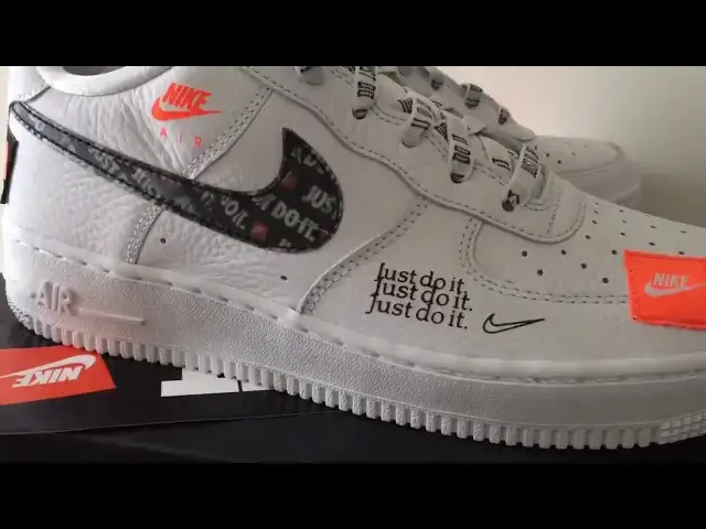 'Video thumbnail for A Closer Look At The Nike Air Force 1 JDI Just Do It White Orange'