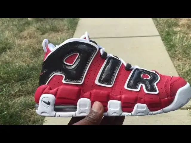 'Video thumbnail for Nike Air More Uptempo Varsity Red Black White  First Look'