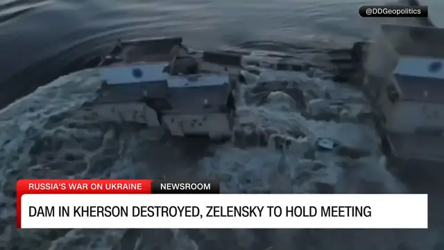 'Video thumbnail for Nova Kakhovka- Ukraine accuses Russia of 'ecocide' as critical dam near Kherson destroyed sparking evacuations'