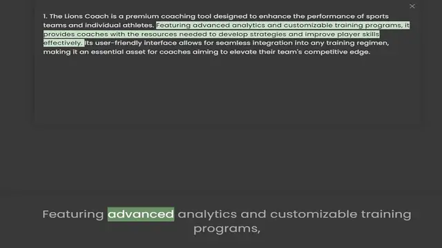'Video thumbnail for 1. The Lions Coach is a premium coaching tool designed to enhance the performance of sports teams and individual athletes. Featuring advanced analytics and customizable training programs, it provides coaches with the resources needed to d'