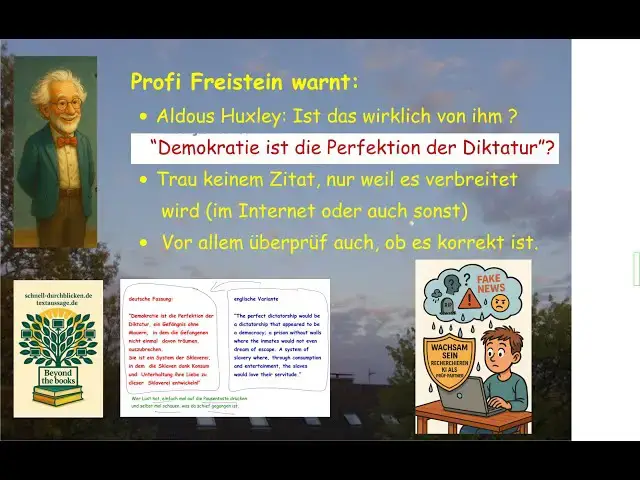 'Video thumbnail for Warnung vor Aldous Huxley? Nein, aber vor einem falschen Zitat, KI als Prüf-Partner hilft beim Check'