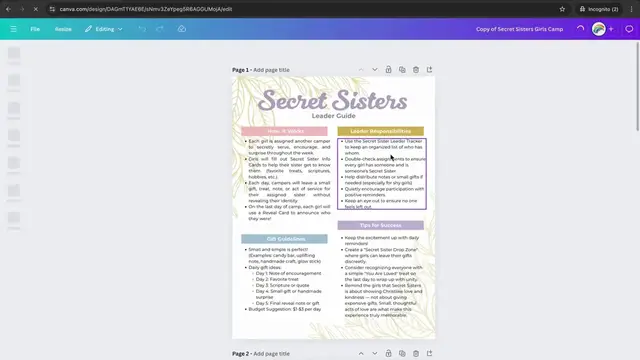 'Video thumbnail for How to edit your girls camp printables in Canva - 720'