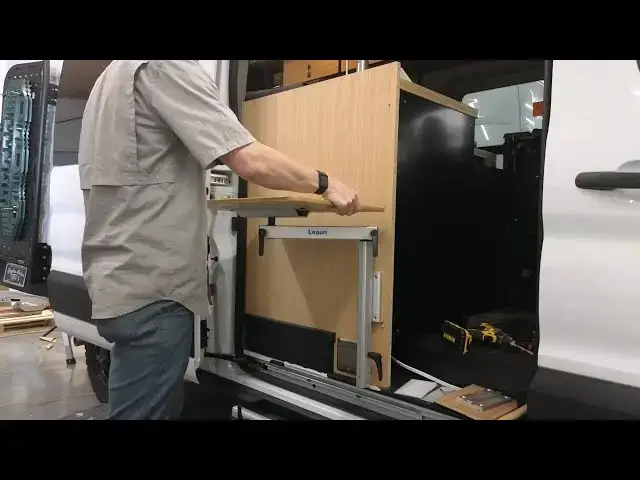'Video thumbnail for Mounting Lagun Table to back of Flatline Van Co. 41" Kitchen Galley (3/4" Solid Bamboo)'