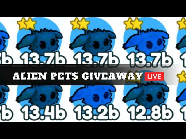 'Video thumbnail for 🔴PET Simulator X *ALIEN PETS RAINBOW* Pets Giveaway |  ROBLOX Owlzo'