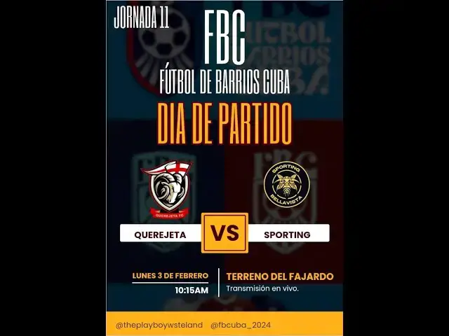 'Video thumbnail for QUEREJETA vs SPORTING BELLA VISTA (Partido 74) - #futboldebarrioscuba'