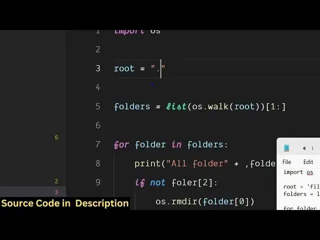 'Video thumbnail for Python 3 Script to Delete All Empty Folders in a Directory Using OS Module on Terminal'