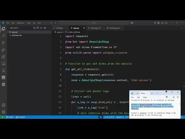 'Video thumbnail for Python 3 BeautifulSoup to Crawl Website & Generate XML Sitemap & Download it to Local Machine'