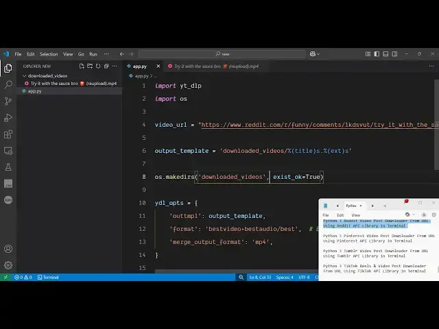 'Video thumbnail for Python 3 Reddit Video Post Downloader From URL Using Reddit API Library in Terminal'