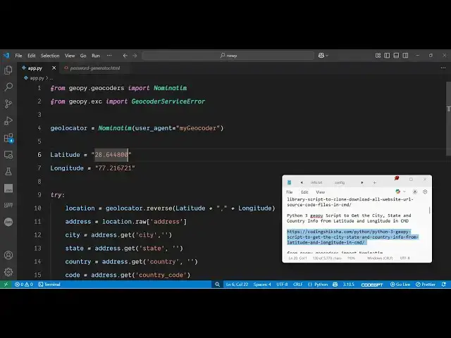 'Video thumbnail for Python 3 geopy Reverse Geocoding Script to Get the City, State Info from Latitude and Longitude'