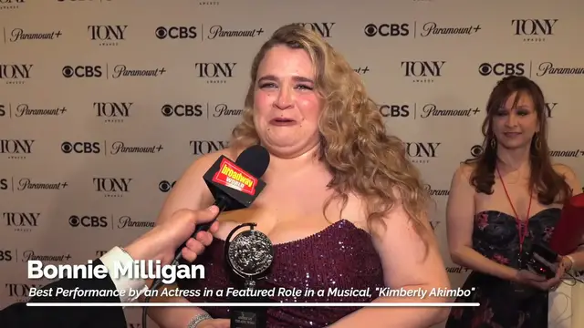 'Video thumbnail for Video: Bonnie Milligan Celebrates Tony Win for 'Best Featured Actress in a Musical''