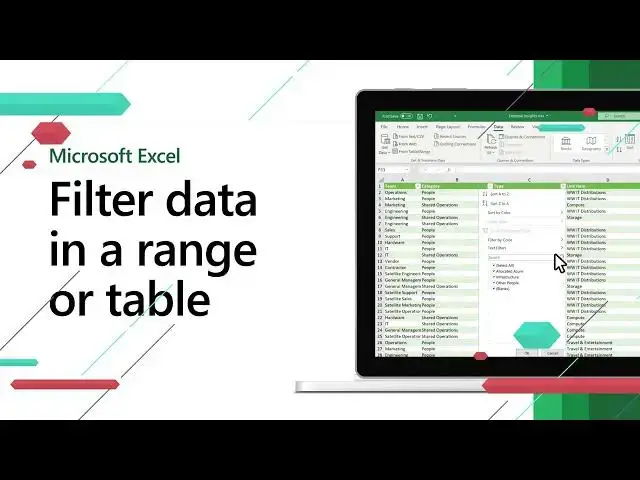 'Video thumbnail for Filter data in a range or table in Excel  | Excel Short Clip | Tutorial |#shorts'