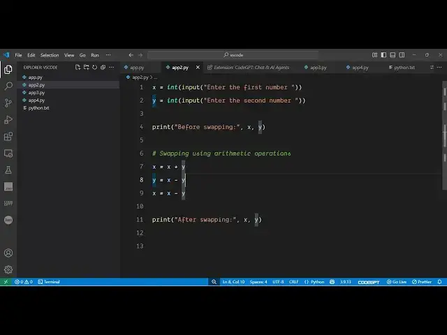'Video thumbnail for How to Swap Two Numbers Without Using Temp Variable in Python – GATE, Interview & Placement Practice'