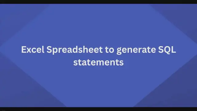 'Video thumbnail for How to use Excel Spreadsheet to generate SQL statements'
